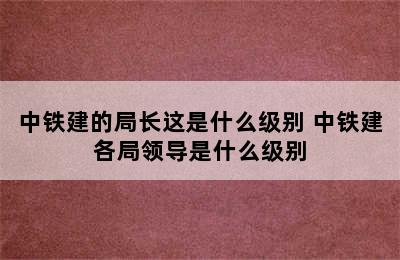 中铁建的局长这是什么级别 中铁建各局领导是什么级别